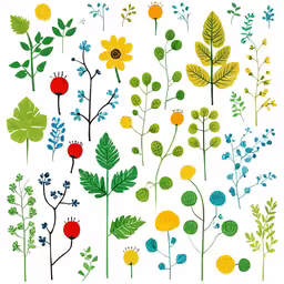 an abstract floral arrangement made up of a variety of wildflowers