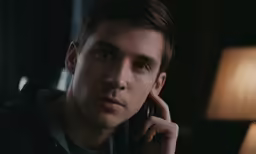 the young man is talking on the phone and is wearing a black hoodie