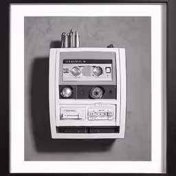 a framed photograph of an old fashioned tv