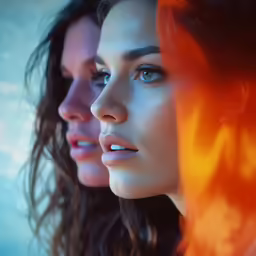 two women with very pretty blue eyes on a sunny day