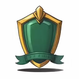 a green shield with an inscription on it