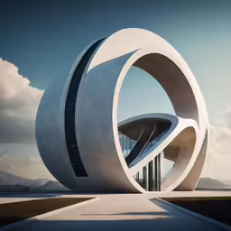 a building with a circular design is shown