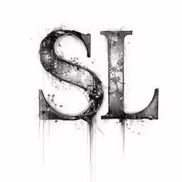 a painting with ink that has the letter j in it