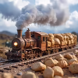 a small model train on a railroad track
