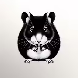 an animal with a face in black and white