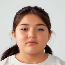 a young girl with a ponytail in profile