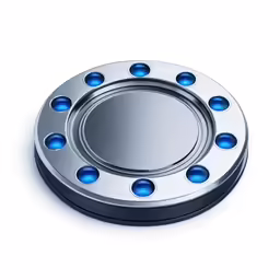 a stainless steel ringed up wheel hub on a white background