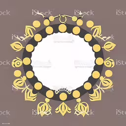 an ornamental gold circle frame on brown and tan background