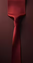 the tie is hanging off of the red wall