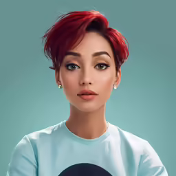 a beautiful girl with red hair and black circle on her face