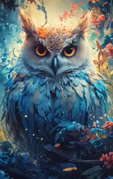 a big owl perched on top of a tree branch