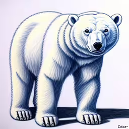 a white polar bear standing on its hind legs