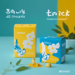 a box with an insect design next to a box with flowers