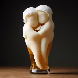 a close up of a wine glass with an object in it