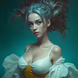 a very pretty lady with a long white dress