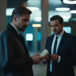 two men in suits standing near each other