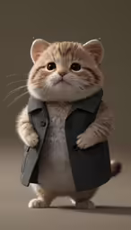 an adorable cat is posing with his jacket