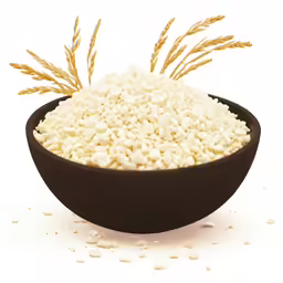 wheat sprinkled in a bowl on white background
