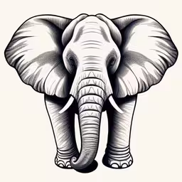a picture of an elephant from a pencil drawing,an elephant standing on top of a white surface