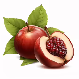 two fresh apples cut in half and filled with fruit