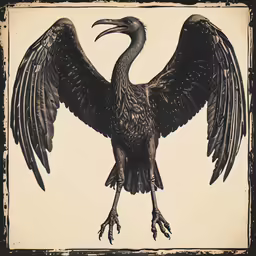 a black and white image of a vulture