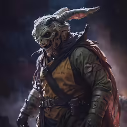 a creature in a horned helmet and outfit