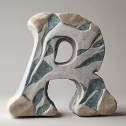a ceramic object that is shaped to look like a letter