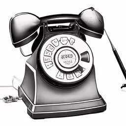 a black and white image of a vintage telephone