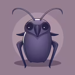 a cartoonish image of a beetle on a purple background