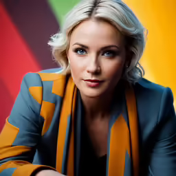 a woman with blonde hair posing for a picture