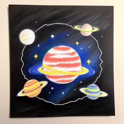a painting is hanging on a wall