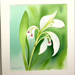 painting a flower with watercolors is displayed in white frames
