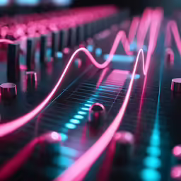 a close up of a shiny mixer board