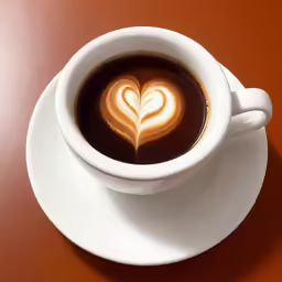 a cup of coffee with a heart painted on top