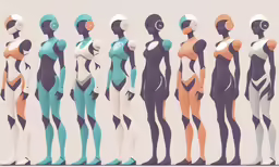 multiple types of female mannequins are pictured in a set