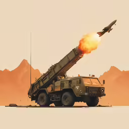 a military vehicle is shown with the missile in action