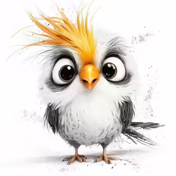 a bird with yellow feathers and big eyes