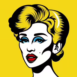 a woman with bright blue makeup and bright yellow background,a lady with blue eyes and blue lipstick