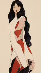 an illustration of a girl in white and red