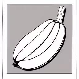 a black and white illustration of an eggplant,an apple and some bananas drawn in a frame