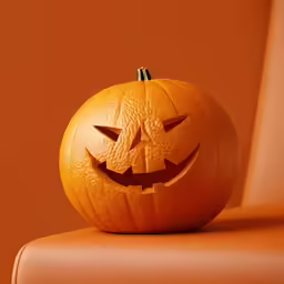 an orange pumpkin carved to look like a jack o lanterns face