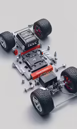 a car that is sitting on top of two large wheels