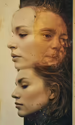 three different photos of different women with faces