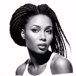 an african american woman with braids and makeup