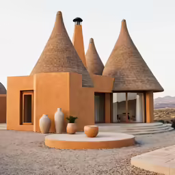 a house with some very cute straw roof