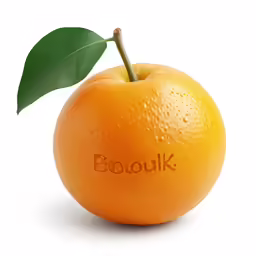 an orange with the word booulik painted on it