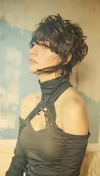 an artistic view of a young lady with her hair blown back
