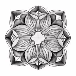 a drawing that looks like a flower,the intricate art work is made in pencil and ink