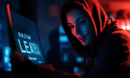 the young woman is holding a laptop computer