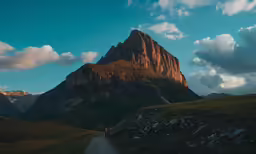 there is a mountain peak that has a trail leading up it